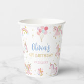 Magical Pastel Unicorn Rainbow Birthday Party 紙コップ (正面)