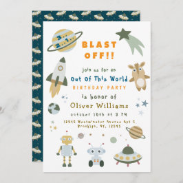 Magical Personalized Space Birthday Party Invite 招待状