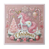 Magical Pink Christmas Wonderland Unicorn タイル (正面)