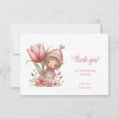 Magical Pink Fairy Blush Flowers 6th Birthday   サンキューカード (正面)