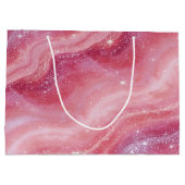 Magical Pink Galaxy Sparkle & Marble Texture ラージペーパーバッグ (裏面)