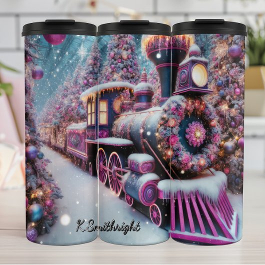 Magical Pink Purple Christmas Train Wonderland タンブラー