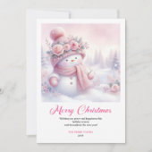 Magical pink snowman Christmas kids card digital シーズンカード (正面)