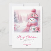 Magical Pink Snowman Printable Christmas Scene  シーズンカード (正面)