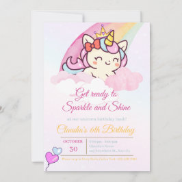 Magical Pink Unicorn Birthday Card for Girls サンキューカード