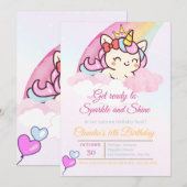 Magical Pink Unicorn Birthday Card for Girls サンキューカード (正面/裏面)