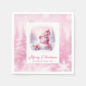 Magical Pinkmas Kids Winter Scene Cozy Forest Xmas スタンダードカクテルナプキン (正面)