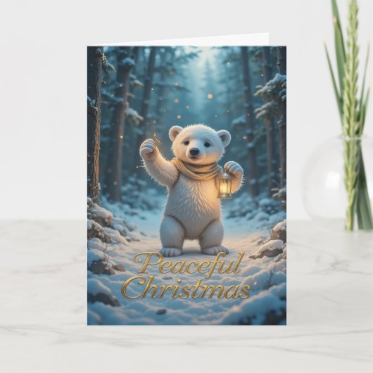 Magical Polar Bear with Lantern Cozy Winter カード (正面)