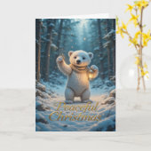 Magical Polar Bear with Lantern Cozy Winter カード (黄色い花)