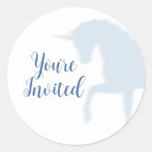 Magical Prancing Blue Unicorn Envelope Seal ラウンドシール (正面)