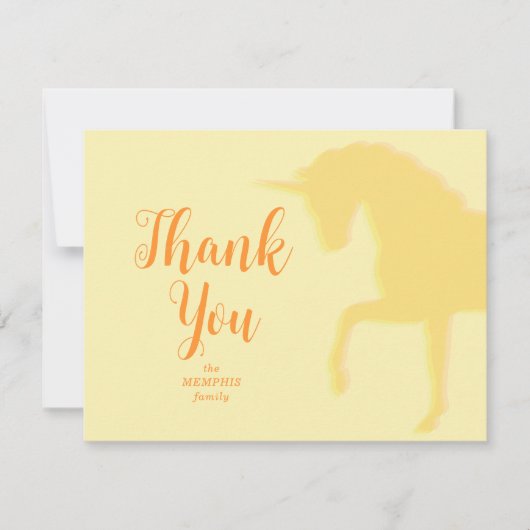 Magical Prancing Yellow Unicorn サンキューカード (正面)