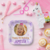 Magical Purple Photo Birthday Party  ペーパープレート (パーティー)