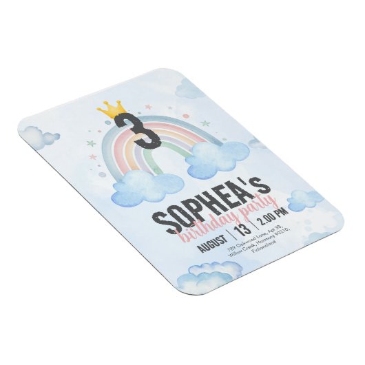 Magical Rainbow Birthday Invitation マグネット (右側)