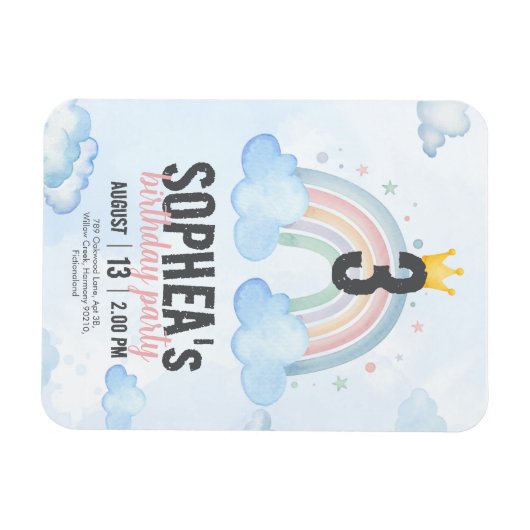 Magical Rainbow Birthday Invitation マグネット (横)