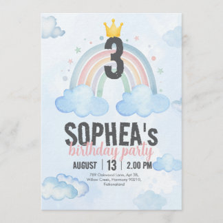 Magical Rainbow Birthday Invitation 招待状