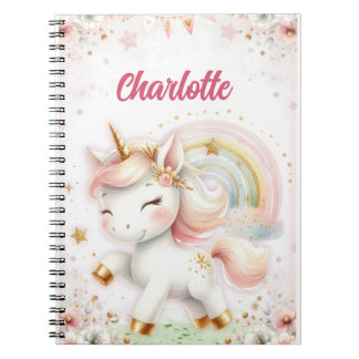 Magical Rainbow Pink Unicorns Spiral Notebook wate ノートブック