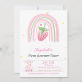 Magical Rainbow Strawberry Stars Birthday 招待状 (正面)