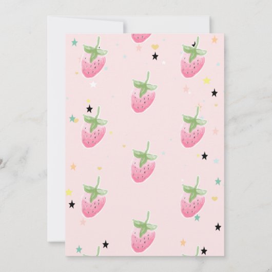 Magical Rainbow Strawberry Stars Birthday 招待状 (裏面)