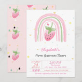 Magical Rainbow Strawberry Stars Birthday  招待状 (正面/裏面)