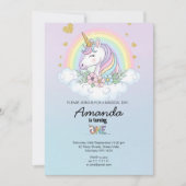 Magical Rainbow Unicorn 1st Birthday Invitation 招待状 (正面)