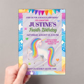Magical Rainbow Unicorn Birthday アクリル招待状 (インサイチュ (ポータブル))