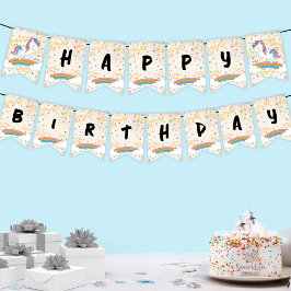Magical Rainbow Unicorn Birthday バンティングフラッグ