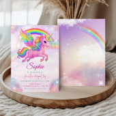 Magical Rainbow Unicorn Birthday Invitation 招待状