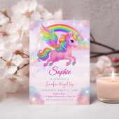 Magical Rainbow Unicorn Birthday Invitation 招待状