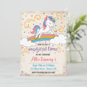Magical Rainbow Unicorn Birthday Invitation 招待状 (スタンド正面)