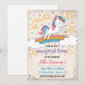 Magical Rainbow Unicorn Birthday Invitation 招待状 (正面/裏面)