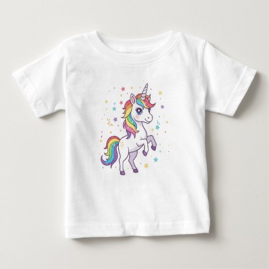 Magical Rainbow Unicorn – Cheerful Kids  ベビーTシャツ (正面)