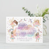 Magical Rainbow Unicorn Fairy First Birthday 招待状 (スタンド正面)