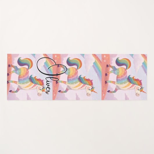 Magical Rainbow Unicorn name Personalized  ヨガマット (正面(横))