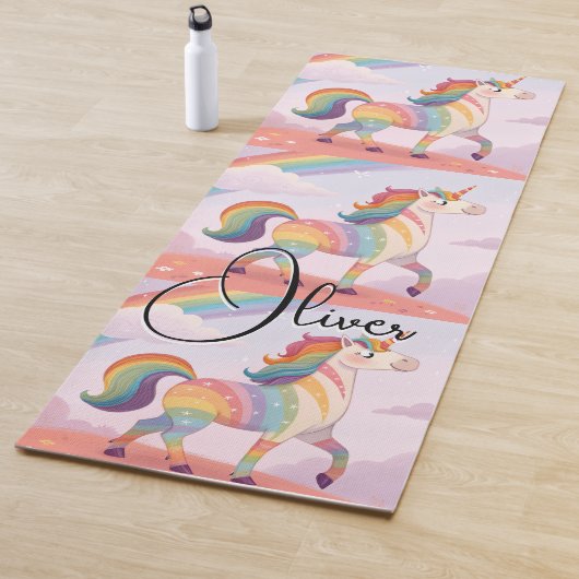 Magical Rainbow Unicorn name Personalized  ヨガマット (インサイチュ)