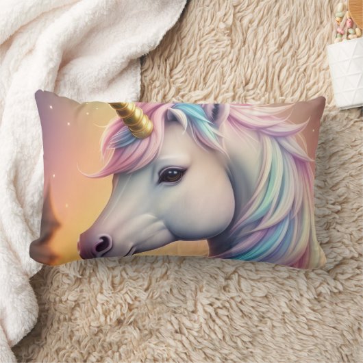 Magical Rainbow Unicorn Personalized ランバークッション (ブランケット)