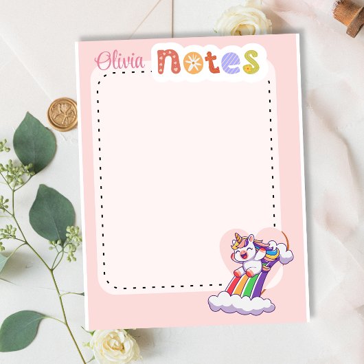 Magical Rainbow Unicorn Personalized cute ノートパッド