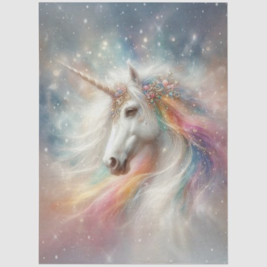 Magical Rainbow Unicorn Portrait Decoupage  薄葉紙 (正面)