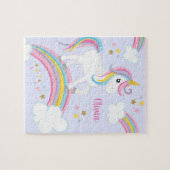 Magical Rainbow Unicorn Purple Personalized Kids ジグソーパズル (横)