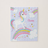 Magical Rainbow Unicorn Purple Personalized Kids ジグソーパズル (縦)