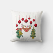 Magical Reindeer Bells and Christmas Tree Design  クッション (正面)