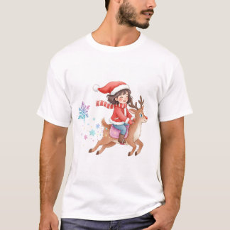 Magical Reindeer Ride Christmas T-Shirt. Tシャツ