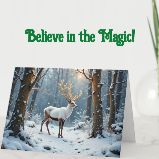 Magical Reindeer Winter Holiday Christmas Card カード
