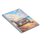 Magical Retro Boombox Playing Music On Beach ノートブック (右側)