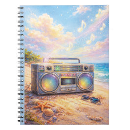 Magical Retro Boombox Playing Music On Beach ノートブック