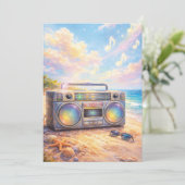 Magical Retro Boombox Playing Music On Beach 招待状 (スタンド正面)