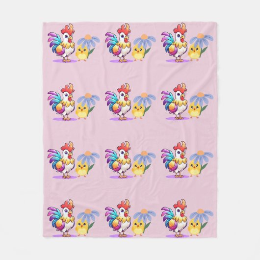 Magical Rooster Baby Girl Fleece Blanket フリースブランケット (正面)