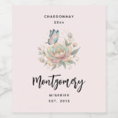 Magical Rose and Butterfly Dreamy Wine Making ワインラベル (シングルラベル)