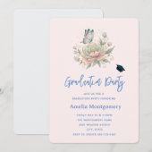 Magical Rose and Butterfly Pastel Color Graduation 招待状 (正面/裏面)