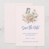 Magical Rose and Butterfly Pastel Colors セーブザデート (正面/裏面)