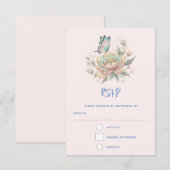 Magical Rose and Butterfly Pastel Colors 出欠カード (正面/裏面)